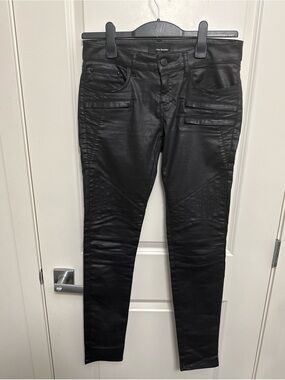 The Kooples Women's Black Waxed Biker Skinny Slim Jeans in size 27